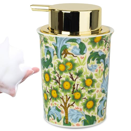 Esdallina Vintage Ceramic Foaming Soap Dispenser for Bathroom & Kitchen Refillable Foaming Pump Dispenser with Gold Pump - Image 2