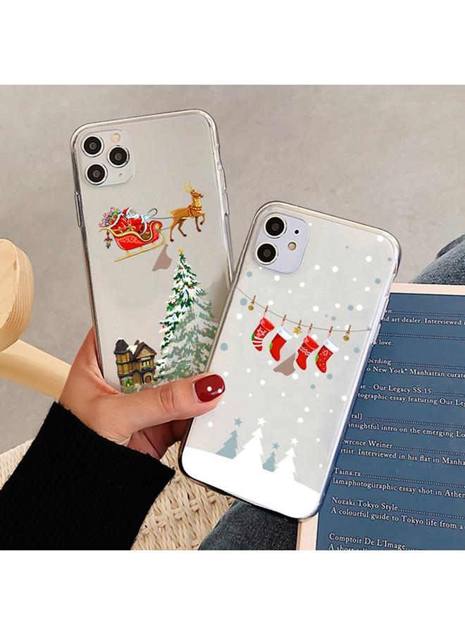 اس-توب جراب لهاتف iPhone 13 Pro Max بنمط رسم ملون لعيد الميلاد، جراب هاتف TPU ناعم شفاف - Image 2