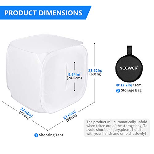 Neewer® 24x24 inch/60x60 cm Photo Studio Shooting Tent Light Cube Diffusion Soft Box Kit with 4 Colors Backdrops (Red Dark Blue Black White) for Photography - Image 3