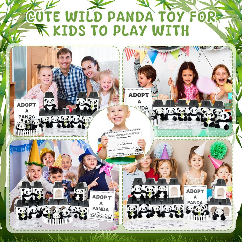 Jiytivity 38 Pcs Adopt a Panda Party Favors Include 12 Mini Panda Stuffed Animals 12 Foldable Boxes 12 Adoption Cards 1 Adopt Sign 1 Fence for Jungle Party Supplies Pet Adoption Baby Shower Birthday Gifts - Image 5