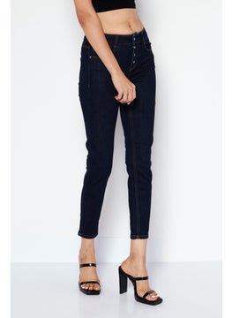 Women Skinny Fit Solid Stretchable Denim Jean, Dark Blue