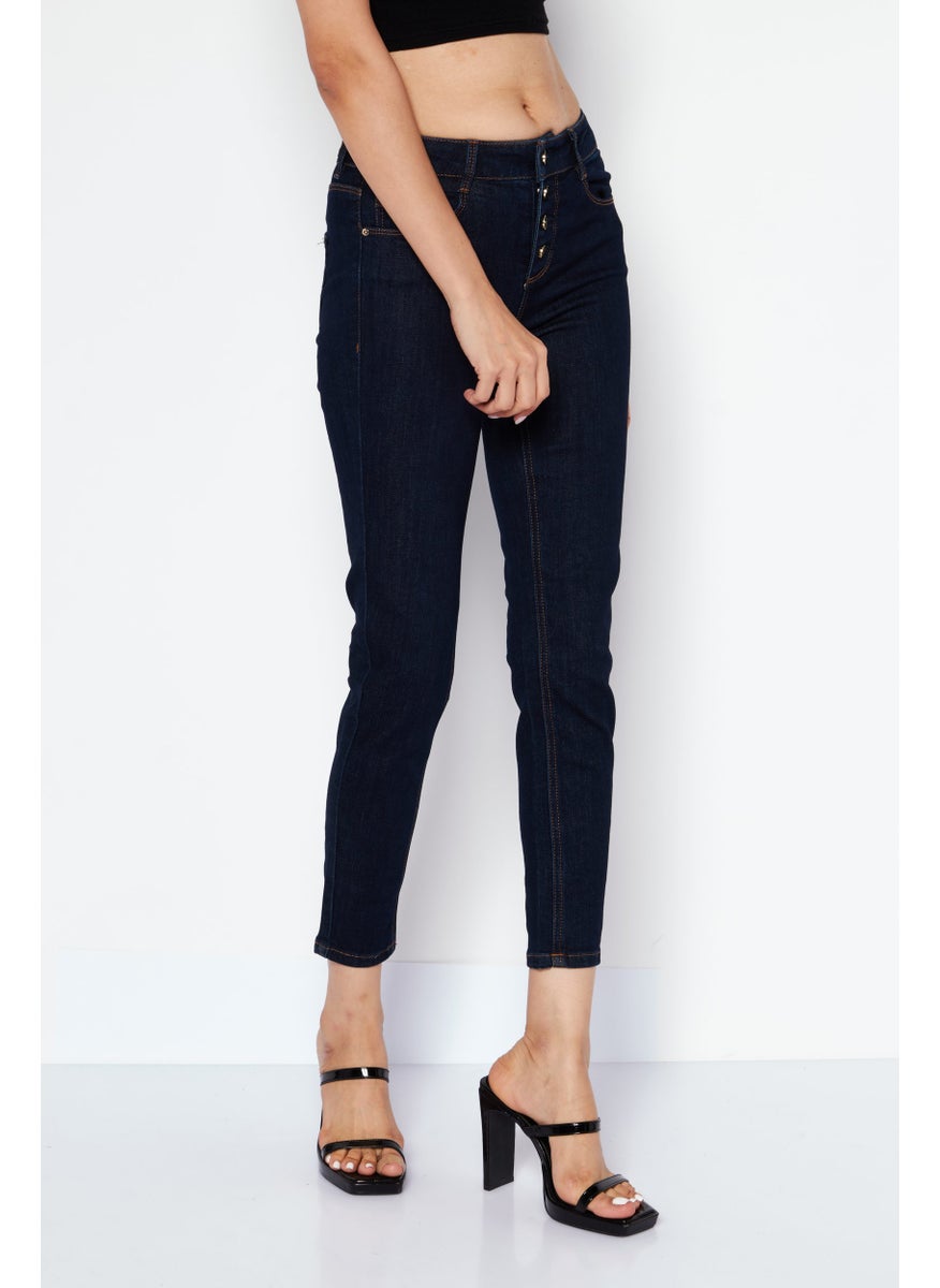 ONLY - Women Skinny Fit Solid Stretchable Denim Jean, Dark Blue - Image 1