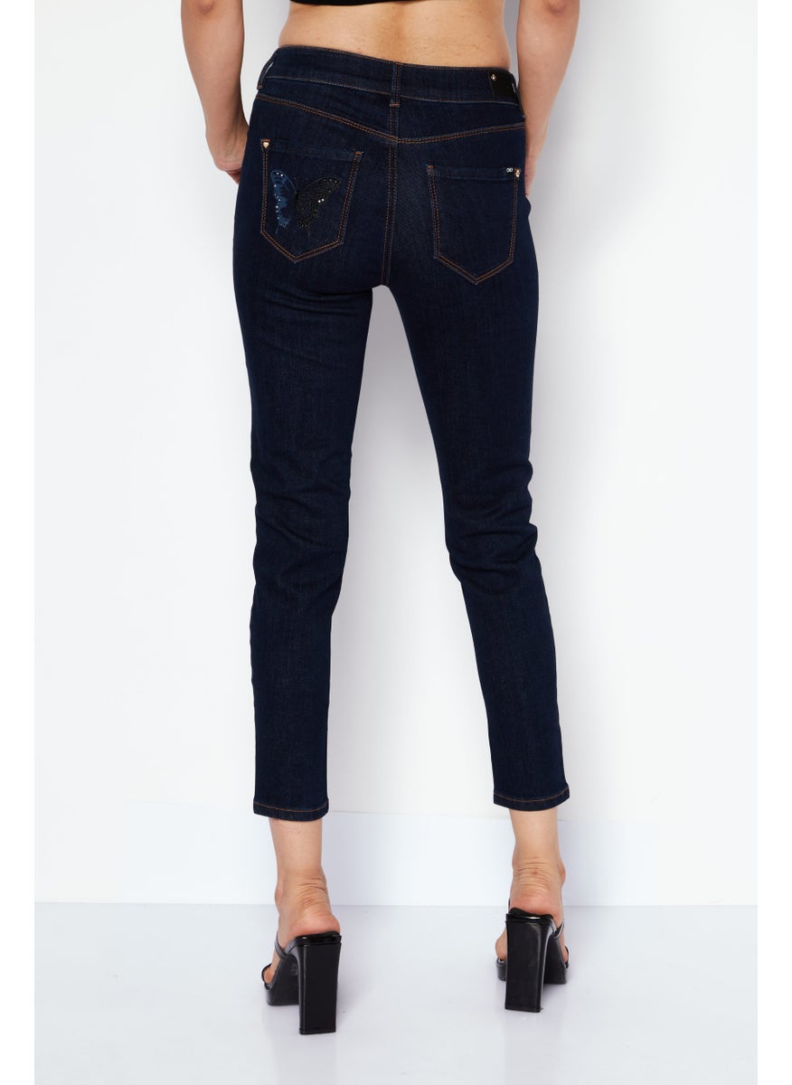 ONLY - Women Skinny Fit Solid Stretchable Denim Jean, Dark Blue - Image 1