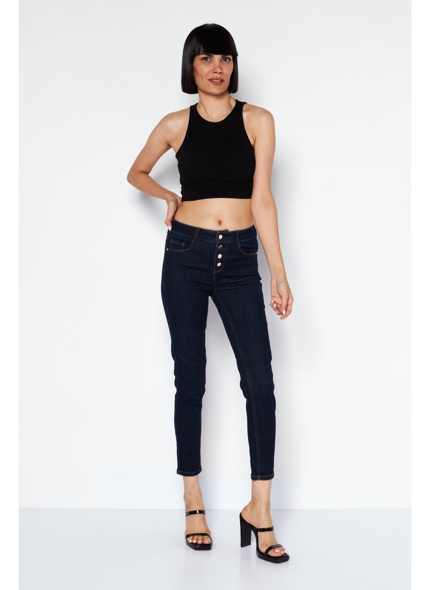 ONLY - Women Skinny Fit Solid Stretchable Denim Jean, Dark Blue - Image 1