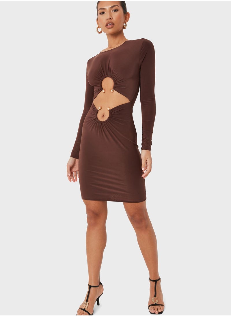 Missguided - Slinky Ring Detail Cut Out Dress - Image 1