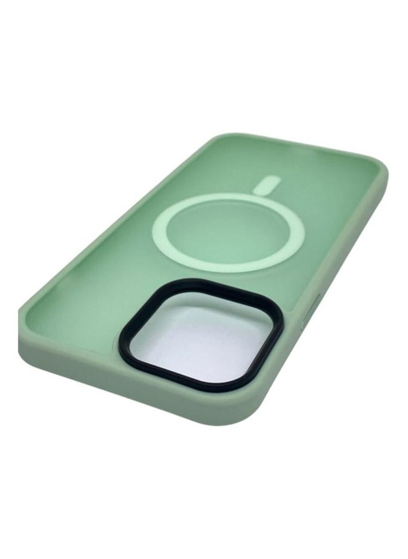 Generic - iPhone 13 Pro Magsafe Case Transparent Magnetic Wireless Charging Compatible Clear Cover with Silicone Shockproof Edges Light Green - Image 1