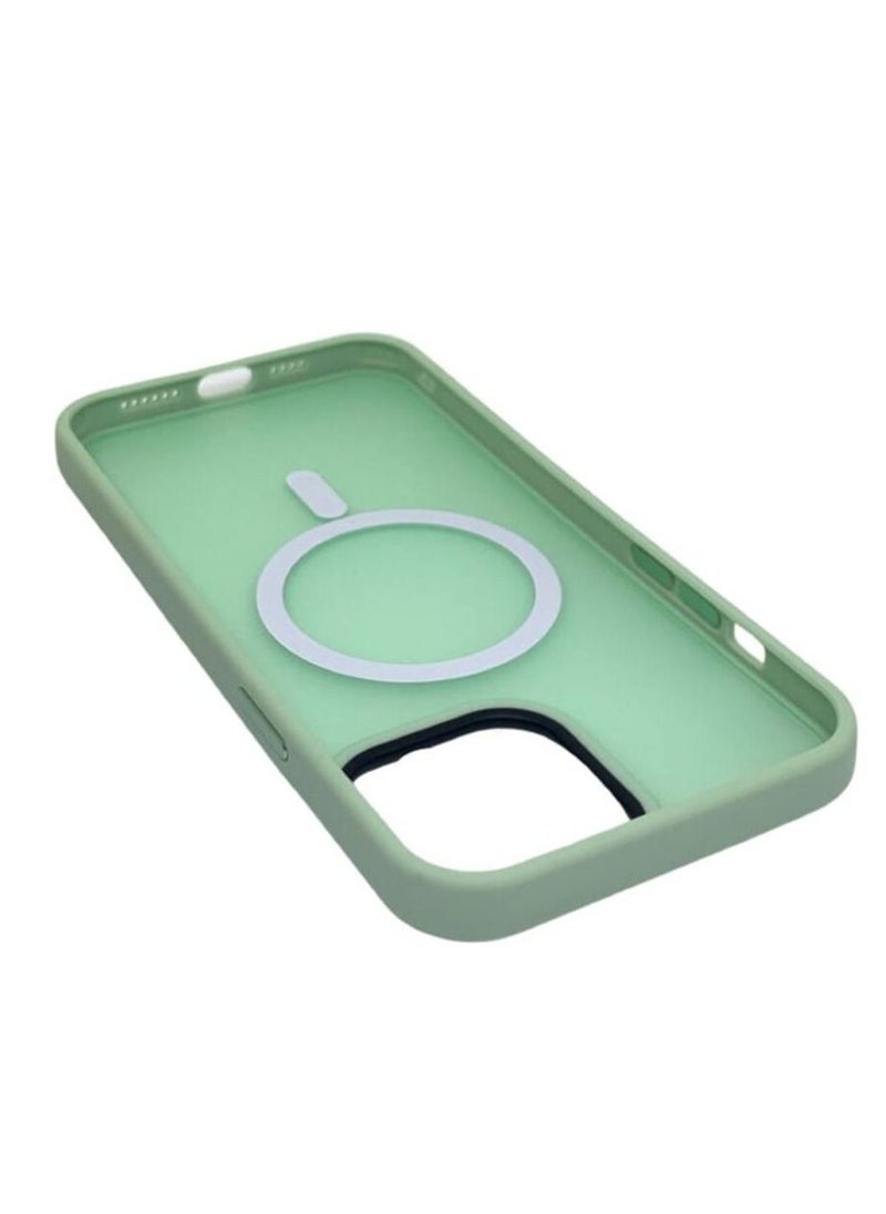 Generic - iPhone 13 Pro Magsafe Case Transparent Magnetic Wireless Charging Compatible Clear Cover with Silicone Shockproof Edges Light Green - Image 1