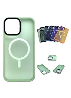 iPhone 13 Pro Magsafe Case Transparent Magnetic Wireless Charging Compatible Clear Cover with Silicone Shockproof Edges Light Green