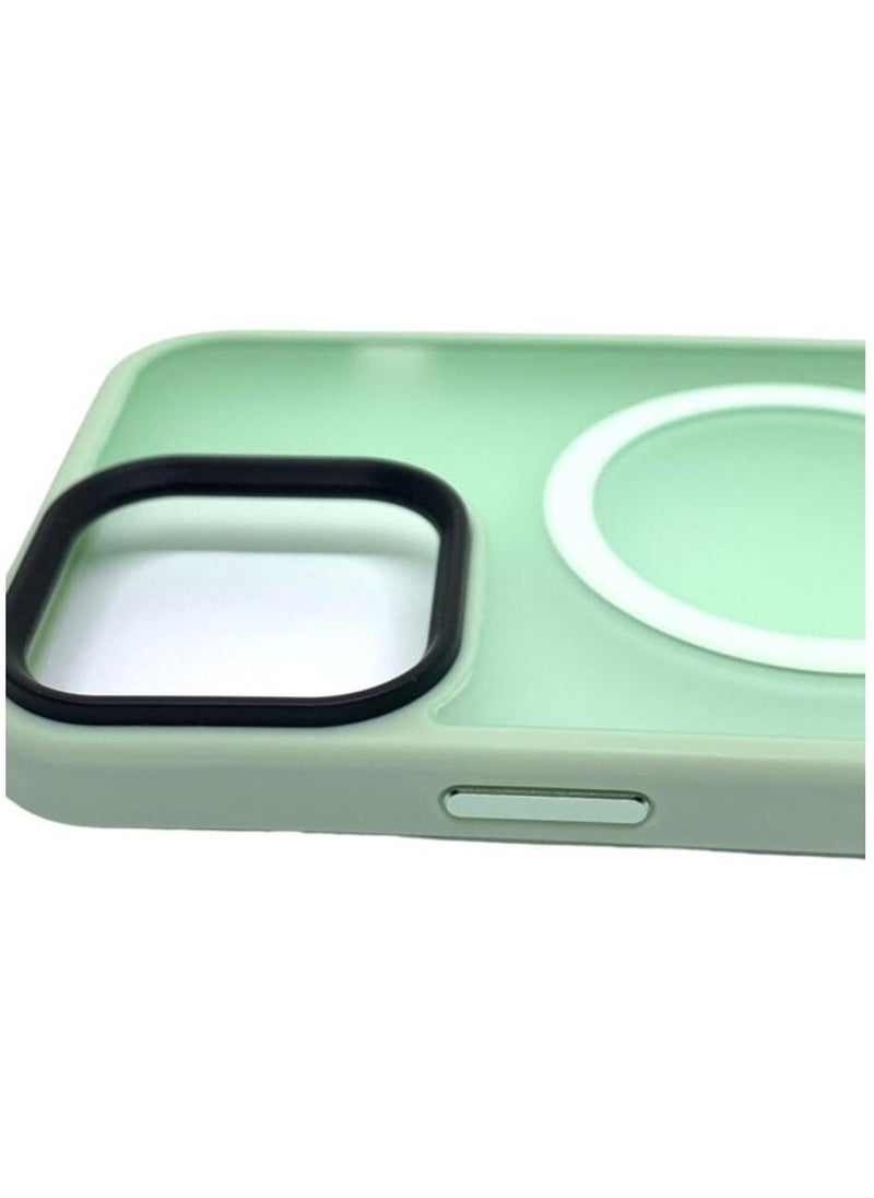 Generic - iPhone 13 Pro Magsafe Case Transparent Magnetic Wireless Charging Compatible Clear Cover with Silicone Shockproof Edges Light Green - Image 1