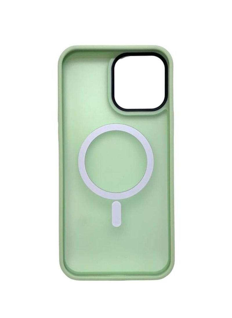 Generic - iPhone 13 Pro Magsafe Case Transparent Magnetic Wireless Charging Compatible Clear Cover with Silicone Shockproof Edges Light Green - Image 1