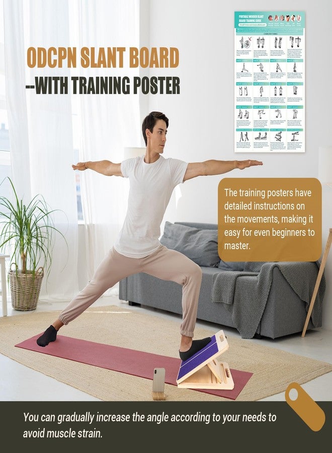 ODCPN Wooden Slant Board for Calf Stretching, Portable Adjustable Calf Stretch Board with Training Poster & Resistance Bands, 300lb Weight Capacity Calf Ankle Achilles Physical Therapy Leg Exercisers - Image 4