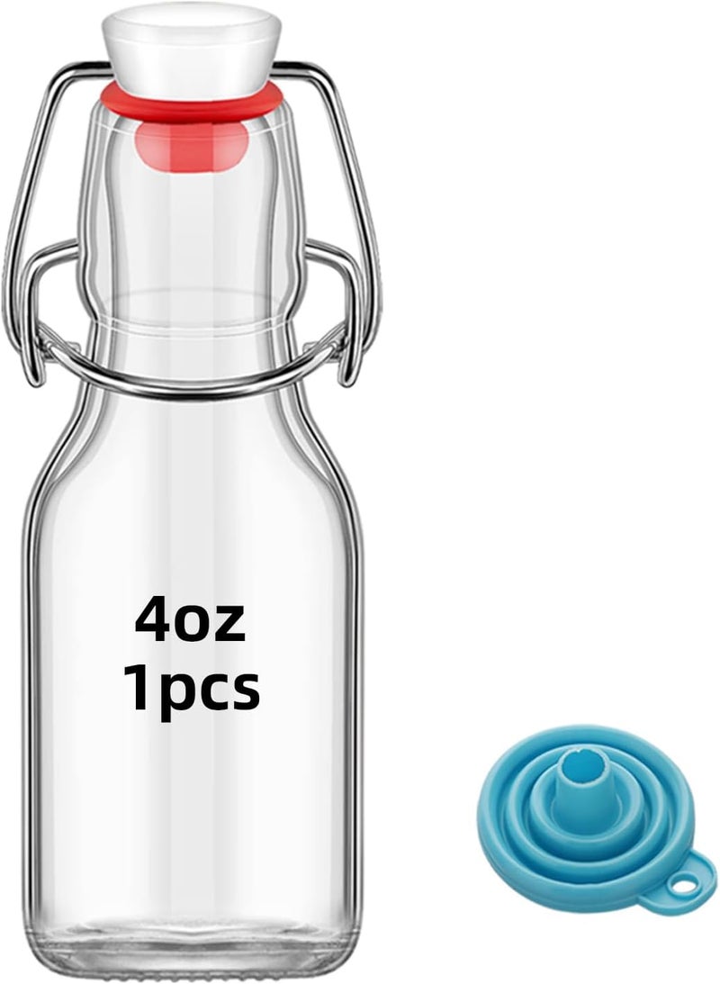 eispap 1Pc 4 oz Swing Top Glass Bottles,Flip Top Glass bottles with airtight Caps for Home Brewing Beer,Kombucha,2nd Fermentation,Kefir,Beverages,Soda,Oils,Vinegar,Limoncello,Vanilla extract (1PC) - Image 1