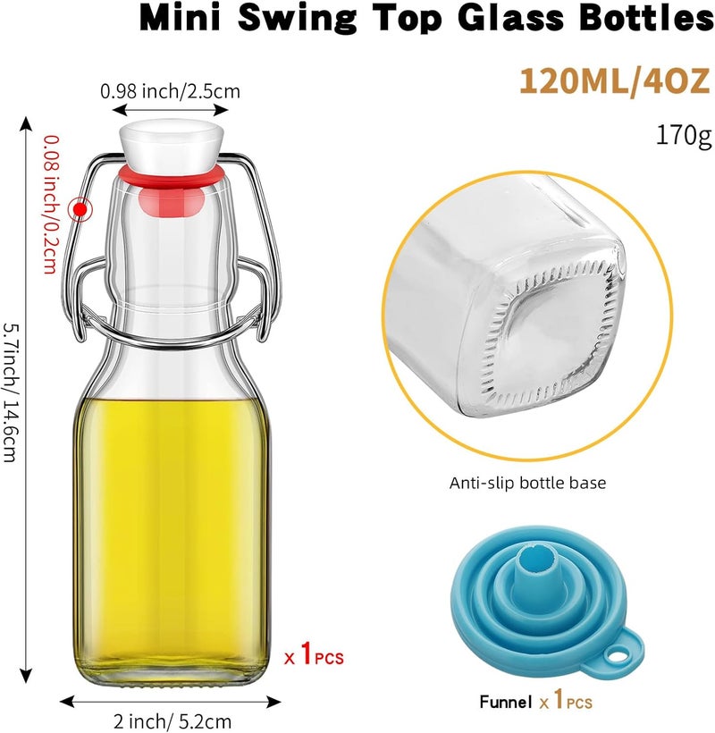 eispap 1Pc 4 oz Swing Top Glass Bottles,Flip Top Glass bottles with airtight Caps for Home Brewing Beer,Kombucha,2nd Fermentation,Kefir,Beverages,Soda,Oils,Vinegar,Limoncello,Vanilla extract (1PC) - Image 2