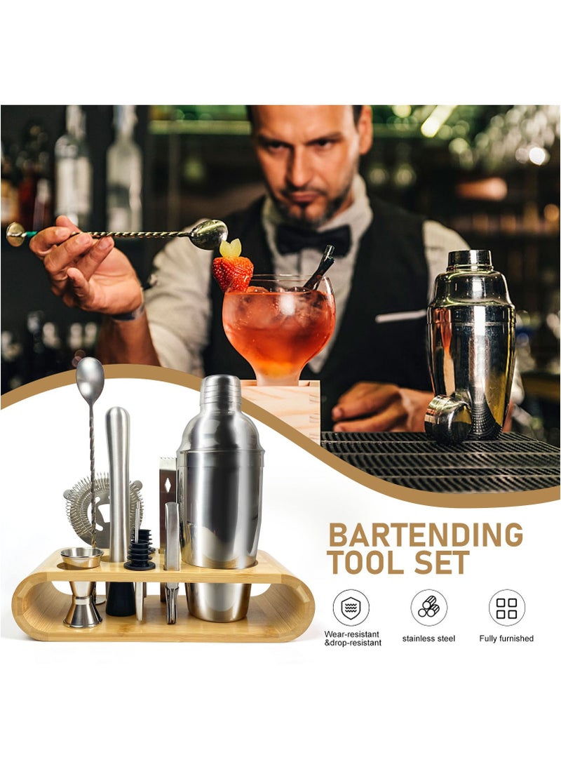 SKY-TOUCH - 11-Piece Bar Tool Set with Stylish Bamboo Stand-Perfect Home Bartending Kit and Martini Cocktail Shaker Set For an Awesome Drink Mixing Experience - Image 1
