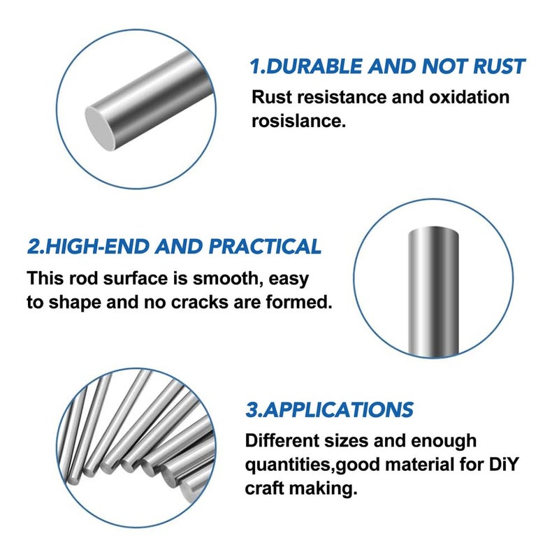 304 Stainless Steel Solid Shaft Round Rod Lathe Bar Stock Diameter 2mm 25 Pcs 20cm - Image 5