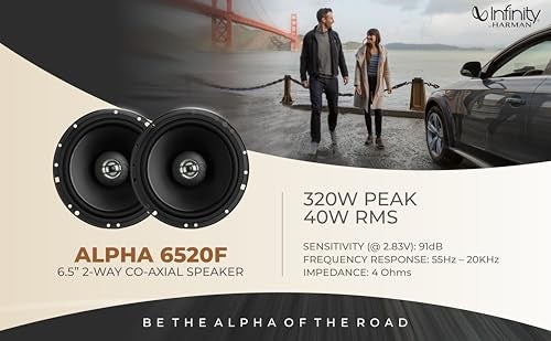Infinity Car Coaxial Speaker | Alpha 6520F | Peak Power - 320W | RMS Power - 40W | Wired 6.5 Inch 2-Way Coaxial Speaker (أسود) - Image 3