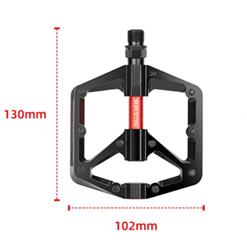 Yellowfin Aluminium Alloy Double DU Bearing Light Weight Bicycle Pedals with reflectors & Wide Platform, 20 Anti-Skid pins for Road Mountain BMX MTB Bike - Image 5