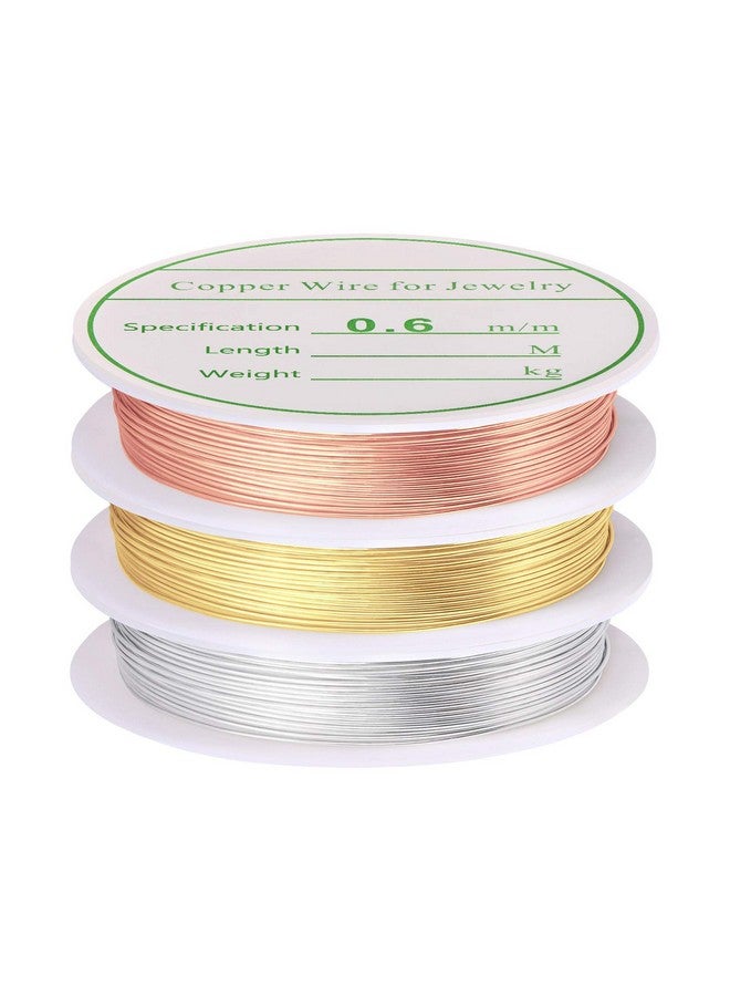 ميكيميكي مجموعة MIKIMIQI من 3 أسلاك مجوهرات، سلك حرفي، مقاس 22، مقاوم للتشوه، سلك خرز نحاسي لمستلزمات صناعة المجوهرات والحرف اليدوية، 0.6 مم × 4 م لكل لون (ذهبي، فضي، ذهبي وردي) - Image 2