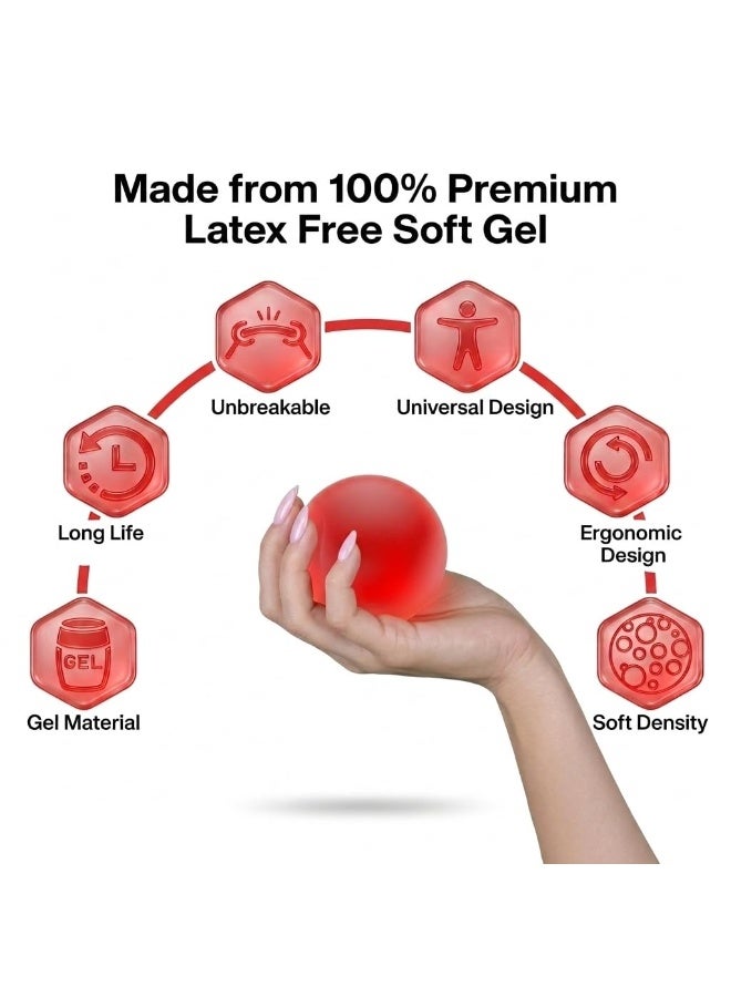 PHYSIOTREX Physio Gel Exercise Ball for Hand Therapy & Stress Relief - 100% Latex-Free Premium Gel Squeeze Ball for Finger Exercise & Arthritis Pain - Durable Hand Exerciser to Improve Strength & Grip (Red) - Image 2