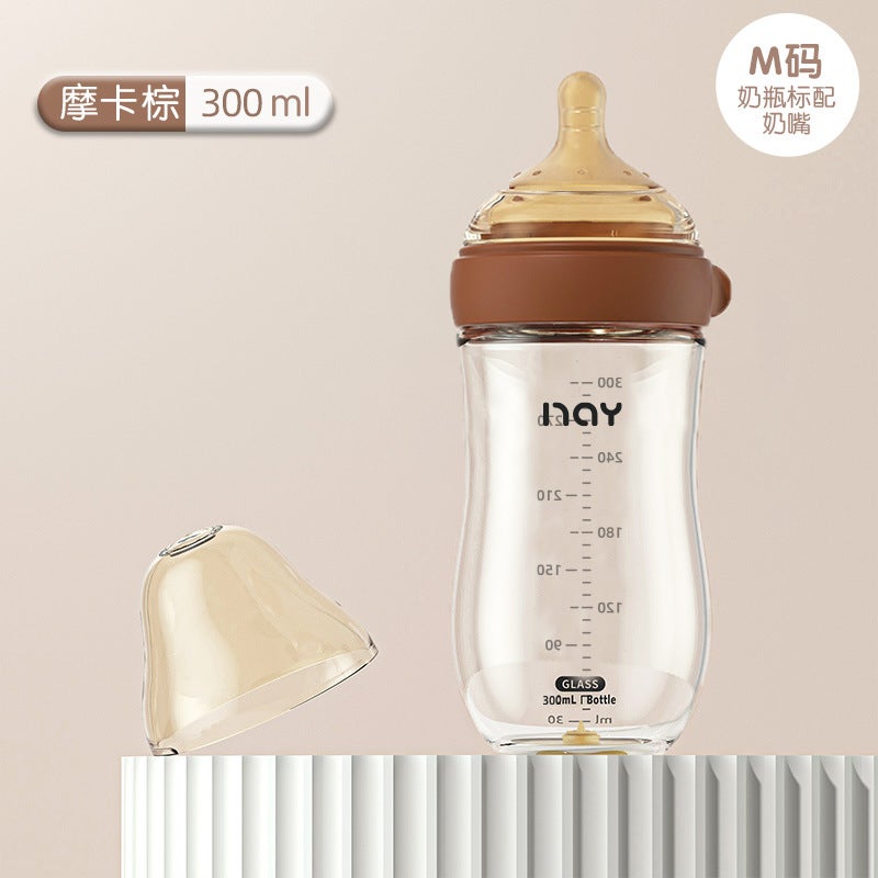 Nuoaiin Newborn Imitation Breast Milk Anti-Flatulence High Borosilicate Glass Bottle Newborn Baby 0-10 Months Bottle - Image 1