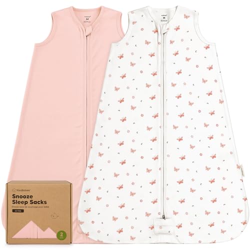 KeaBabies 2-Pack Baby Sleep Sacks, Zipper Wearable Blanket-0.5TOG Organic Cotton,Lightweight,Soft Cozy Toddler Sleeping Sack 6-12 months,Easy to Wear Large Newborn Transition Swaddles Sleepsacks(Butterflies, M) - Image 1