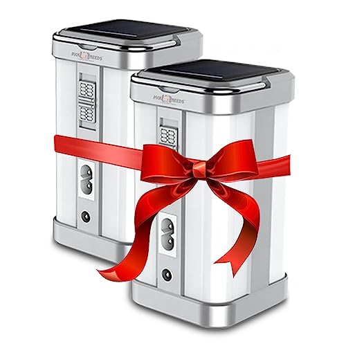 Pick Ur Needs Solar Emergency Rechargeable Home LED Floor Lantern Lamp Light 4 Side Tube (Silver Pack of 2) - Image 1