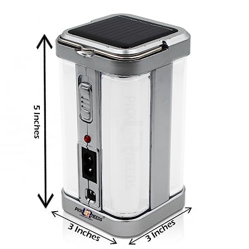 Pick Ur Needs Solar Emergency Rechargeable Home LED Floor Lantern Lamp Light 4 Side Tube (Silver Pack of 2) - Image 3