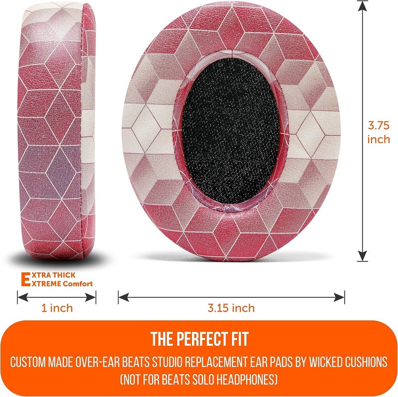 WC Wicked Cushions Replacement Ear Pads for Beats Studio 2 & 3 (B0501, B0500) Wired & Wireless | Does NOT Fit Beats Solo | Softer PU Leather, Enhanced Foam & Stronger Adhesive | Hex Red - Image 5
