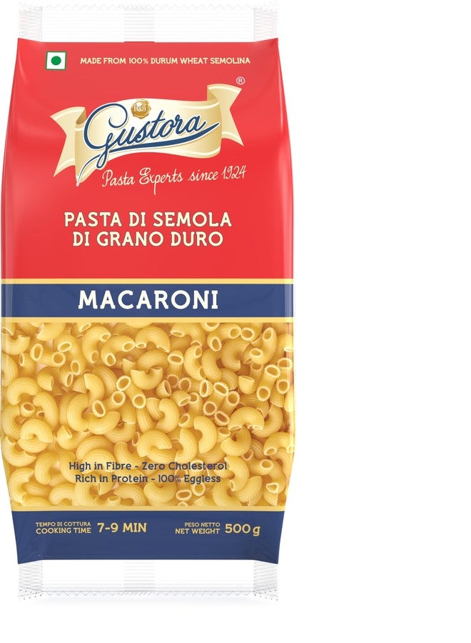 Gustora Healthy Macaroni & Pipe Rigate Pasta Combo Made Of Durum Wheat Semolina I Rich In Protein & Fibre I Zero Cholesterol I Vegetarian I No Trans - Fat I Cooking Time 10 Min - (500 Gm X 2) - Image 2