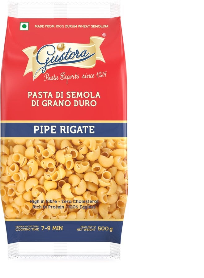 Gustora Healthy Macaroni & Pipe Rigate Pasta Combo Made Of Durum Wheat Semolina I Rich In Protein & Fibre I Zero Cholesterol I Vegetarian I No Trans - Fat I Cooking Time 10 Min - (500 Gm X 2) - Image 4