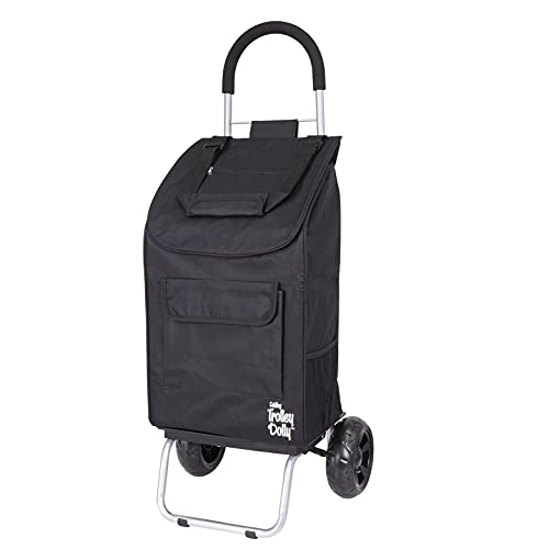 dbest products dbest products Trolley Dolly Black Foldable Shopping cart for Groceries with Wheels and Removable Bag and Rolling Personal Handtruck Standard 