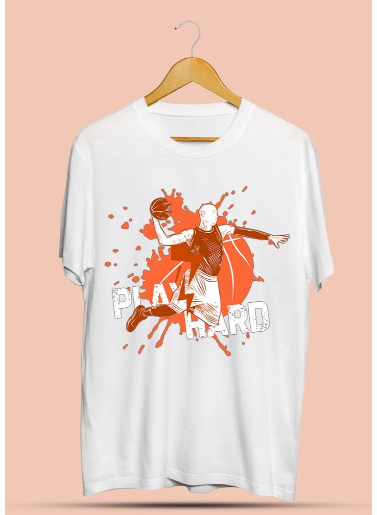SHOP NEW ARRIVALS Play Hard Basketball T-Shirt – Basketball Graphic Tee | Sports Gift for Players, Coaches & Basketball Fans - Image 1