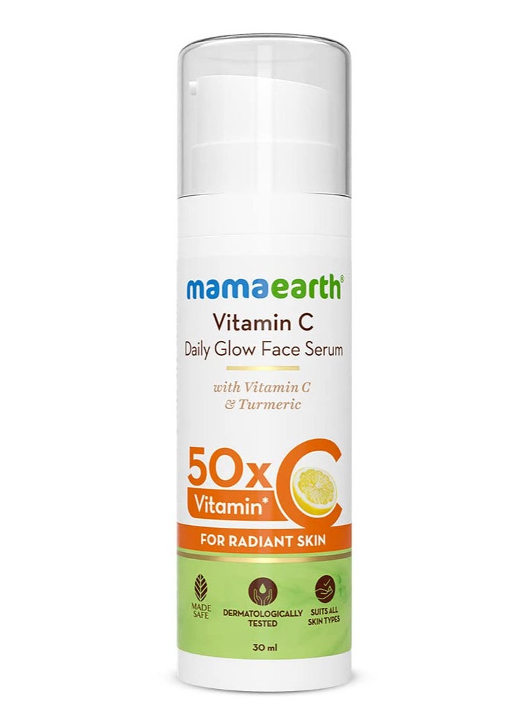 Mamaearth - Mamaearth Vitamin C Daily Glow Face Serum for Men & Women - Vitamin C Serum for Glowing Skin, Oily Skin & Dark Spots, With 50x Vitamin C -30ml - Image 1