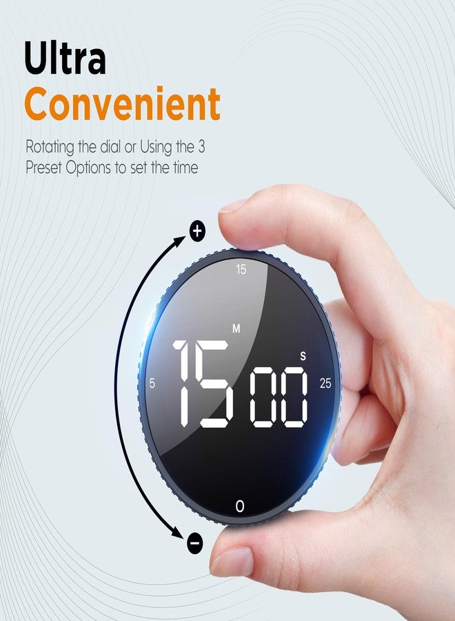 JUNVIL Upgrade Digital Kitchen Timer - Magnetic Countdown Countup Visual Pomodoro Timer with Large LED Display, 3-Preset Times (5, 15, 25), 3 Volume Levels, Ideal for Cooking, Baking and Fitness (1, Black) - Image 3