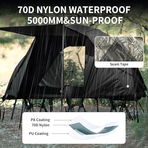 Mtenplay TENPLAY One Person Lightweight Tent Flysheet, Waterproof and Sunscreen, Expandable Tents Rainfly for Camping, Hiking, Backpacking, Picnics - Must be Used with Matching Inner Tent Black - Image 5