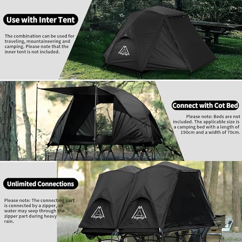 Mtenplay TENPLAY One Person Lightweight Tent Flysheet, Waterproof and Sunscreen, Expandable Tents Rainfly for Camping, Hiking, Backpacking, Picnics - Must be Used with Matching Inner Tent Black - Image 4