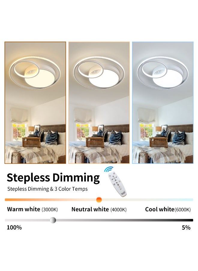 Modern LED Ceiling Light – 20-Inch White Multi-Ring Geometric Art Fixture with Starry Sky Accents & Remote Control; 3000K–6000K Stepless Dimming; Eye-Care Design (CRI ≥95); Suitable for Bedrooms, Living Rooms, and Kitchens - Image 4