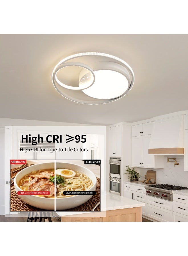 Modern LED Ceiling Light – 20-Inch White Multi-Ring Geometric Art Fixture with Starry Sky Accents & Remote Control; 3000K–6000K Stepless Dimming; Eye-Care Design (CRI ≥95); Suitable for Bedrooms, Living Rooms, and Kitchens - Image 5