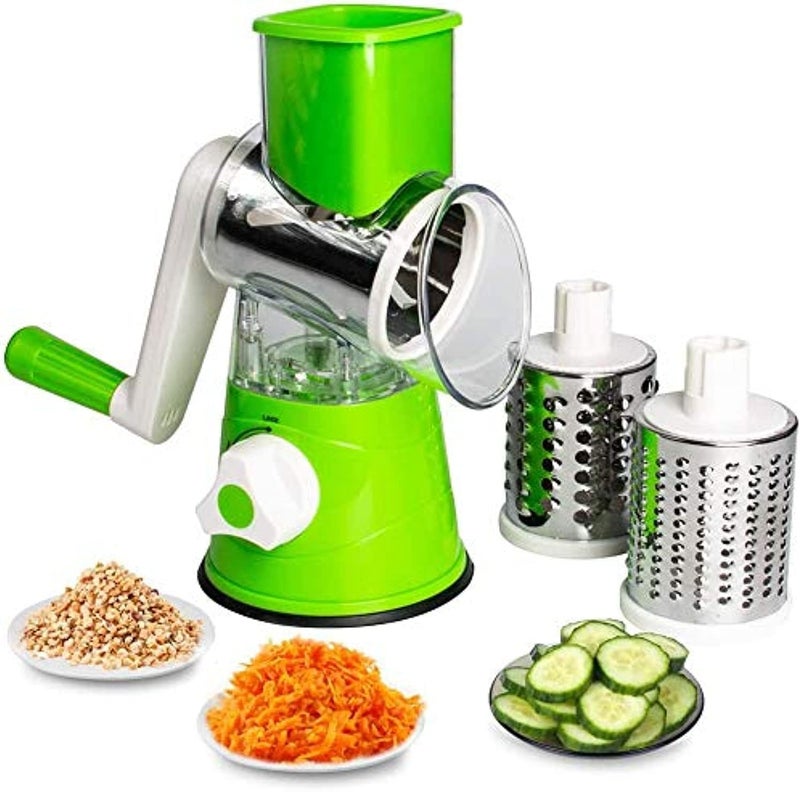ARTC Manual Tabletop Drum Cheese Grater, 3 In 1 Rotary Shredder Slicer Grinder For Cucumber Nut Potato Carrot Cheese, Vegetable Salad Shooter,Assorted Color - Image 1