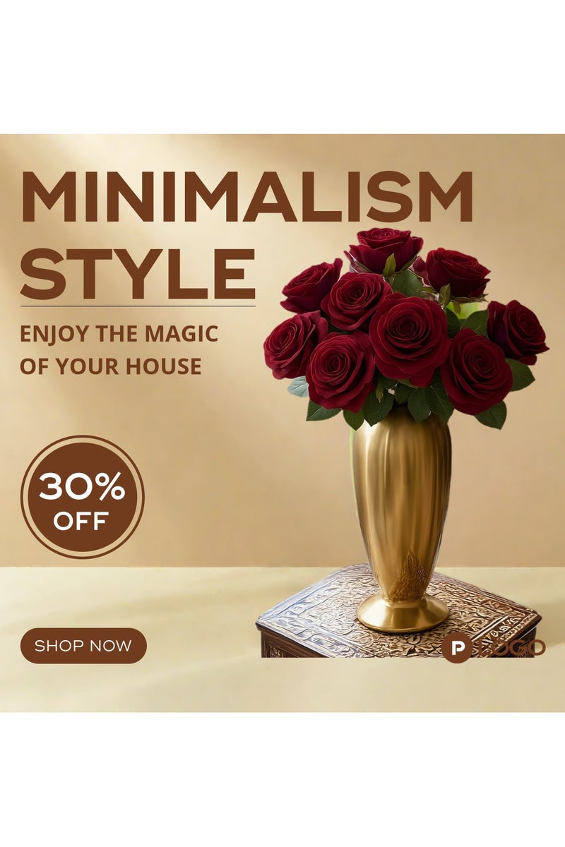 Dark Red Artificial Roses with Long Stems (10pcs) | Realistic Velvet Fake Flowers Bulk for Wedding, Party, Bridal Bouquet & Table Centerpieces - Image 3