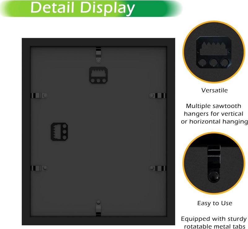 FrameWorks 8” x 10” Black Wooden Shadow Box Frame – Display Case with Soft Felt Back, Memory Box with Tempered Glass, Display Box with Elegant White Ball Push Pins, Wooden Flower Box - Image 4