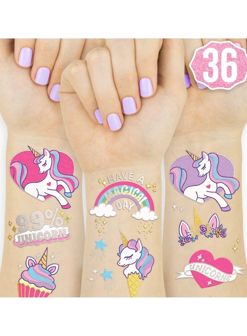 SYOSI Unicorn Temporary Tattoos for Kids 36 styles Boys Girl Craft Party Supplies - Image 1