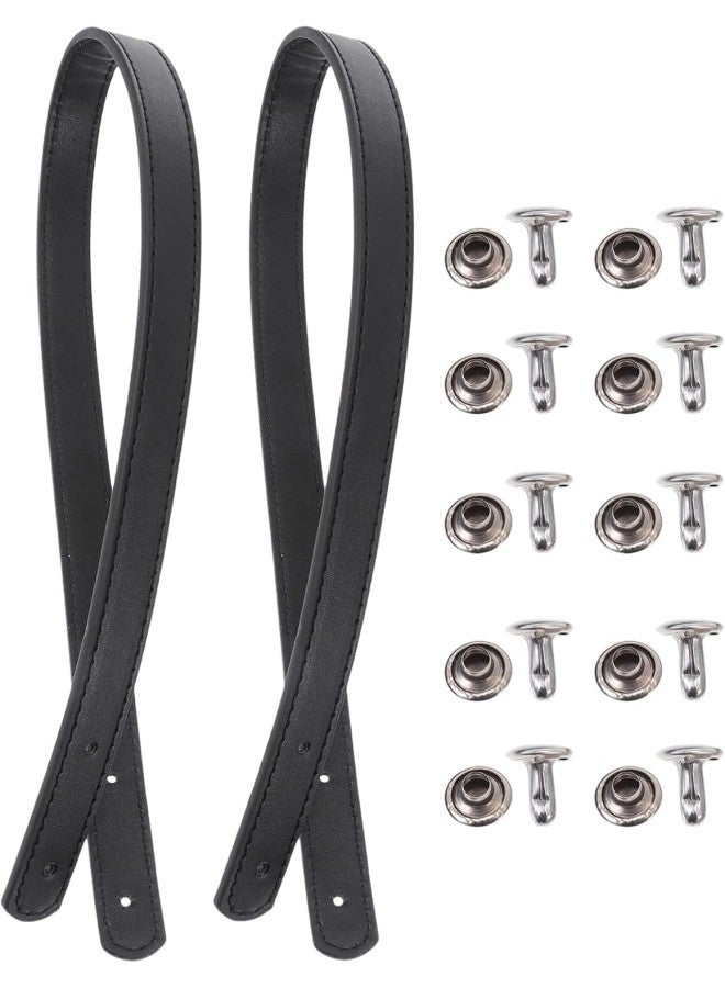 klarako 2 Set PU Leather Purse Handles Short Handbag Straps Tote Bag Strap Replacement with Metal Buckles for DIY Purse Wallet Clutch Making Supplies Black  - Image 1