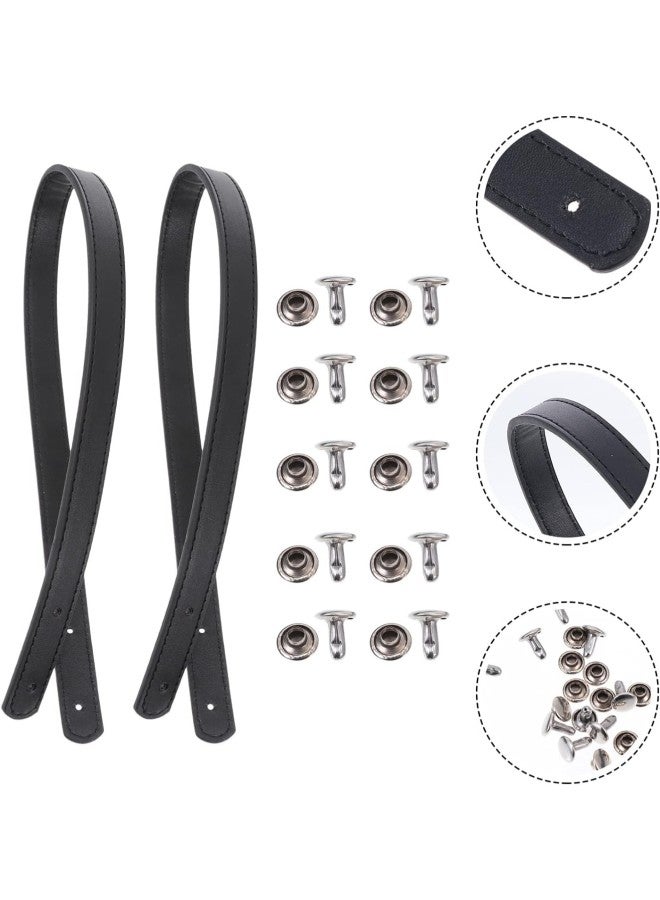 klarako 2 Set PU Leather Purse Handles Short Handbag Straps Tote Bag Strap Replacement with Metal Buckles for DIY Purse Wallet Clutch Making Supplies Black  - Image 3
