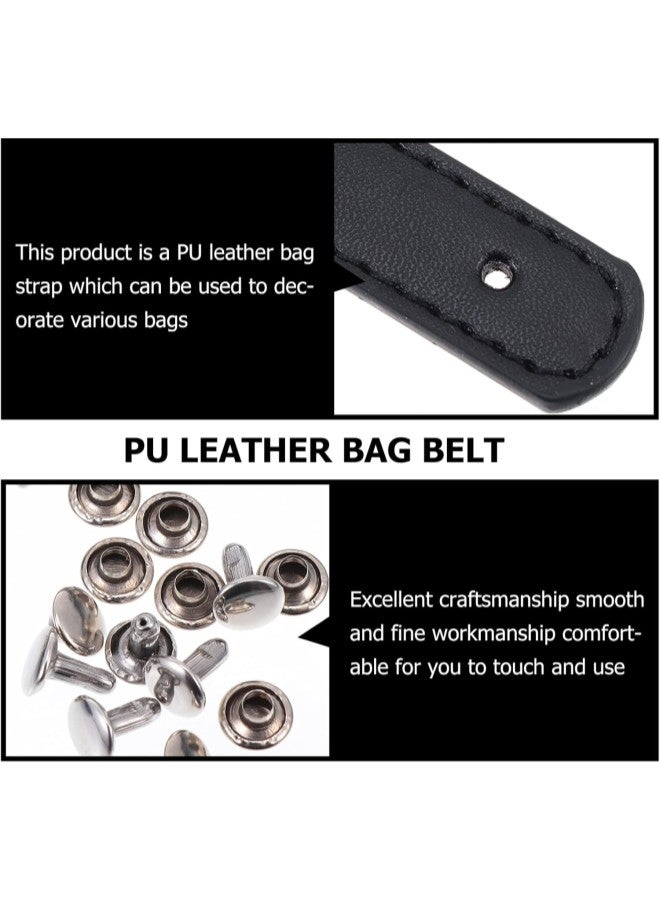 klarako 2 Set PU Leather Purse Handles Short Handbag Straps Tote Bag Strap Replacement with Metal Buckles for DIY Purse Wallet Clutch Making Supplies Black  - Image 4