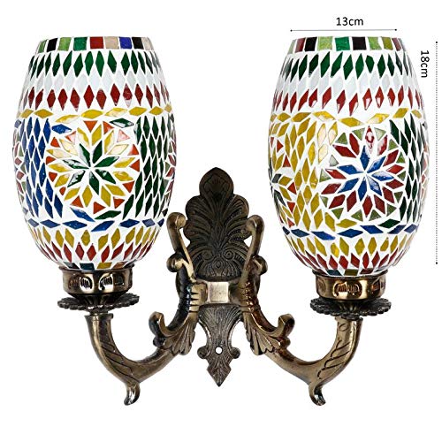 earthenmetal Double Dome Glass Wall lamp for Living & Home Decoration Turkish lamp (Multicolour, Bulb not Included); Made in India - Image 4