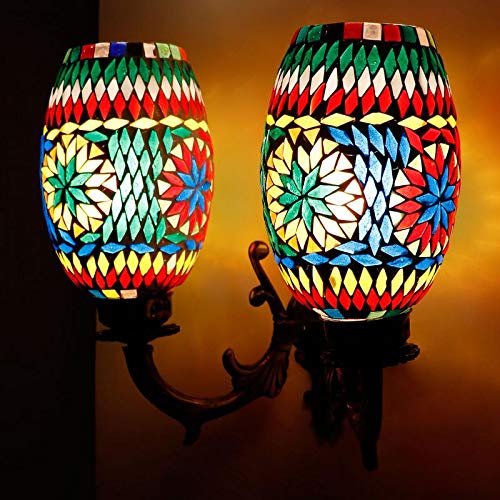 earthenmetal Double Dome Glass Wall lamp for Living & Home Decoration Turkish lamp (Multicolour, Bulb not Included); Made in India - Image 2
