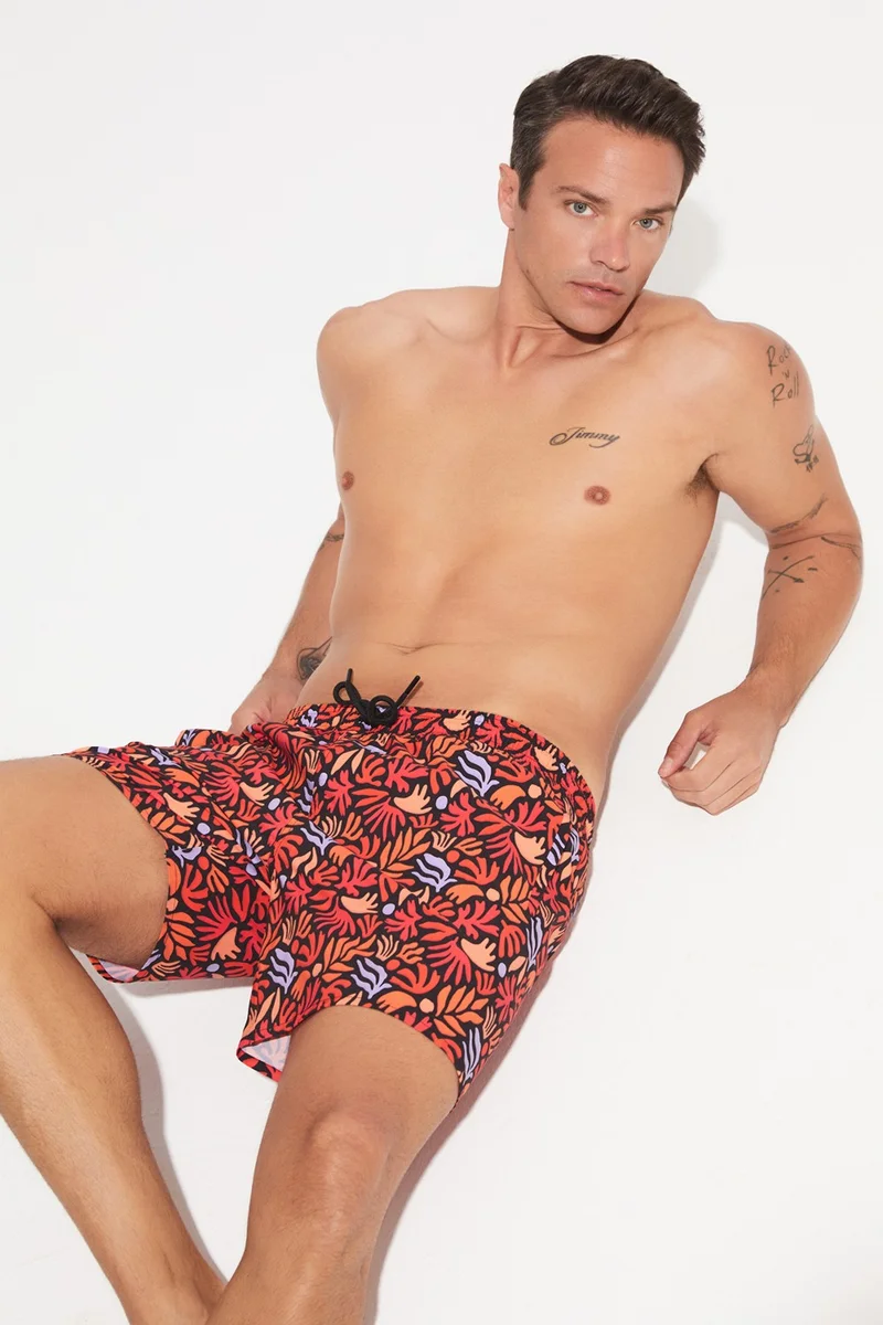 JUNE Men's Regular Fit Patterned Denim Shorts