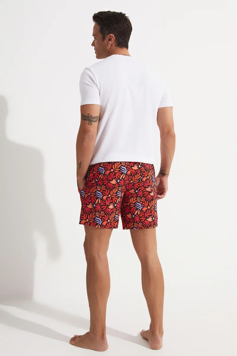 JUNE Men's Regular Fit Patterned Denim Shorts
