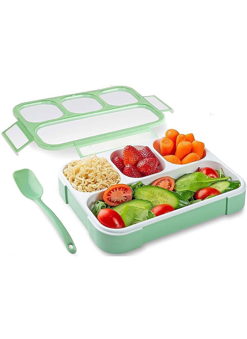 Urdhvamurti Urdhvamurti Plastic Leak Proof 4 Compartment Lunch Box Reusable Microwave Freezer Safe Food Containers with Spoon for Adults and Kids Multicolour  - Image 1